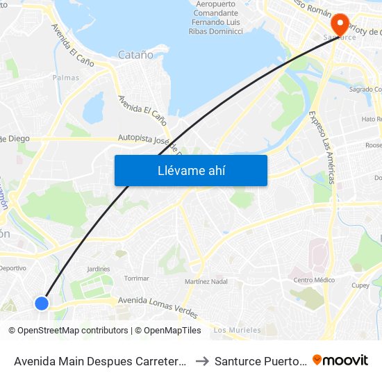 Avenida Main Despues Carretera Pr-177 to Santurce Puerto Rico map