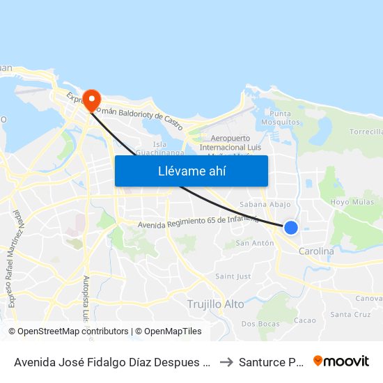 Avenida José Fidalgo Díaz Despues Lado Opuesto Vía Leticia to Santurce Puerto Rico map