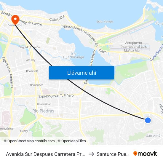 Avenida Sur Despues Carretera Pr-8 (Frente Ikea) to Santurce Puerto Rico map