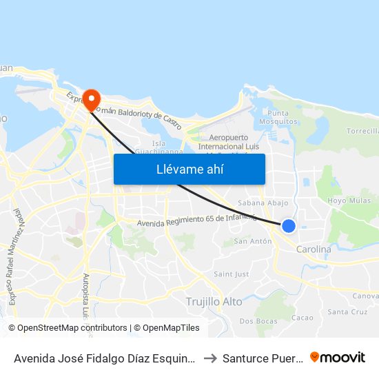 Avenida José Fidalgo Díaz Esquina Calle Leticia to Santurce Puerto Rico map