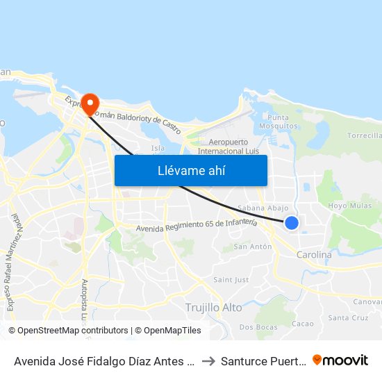 Avenida José Fidalgo Díaz Antes Calle Isabel to Santurce Puerto Rico map