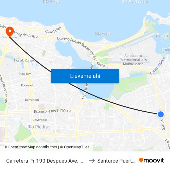 Carretera Pr-190 Despues Ave. Monserrate to Santurce Puerto Rico map