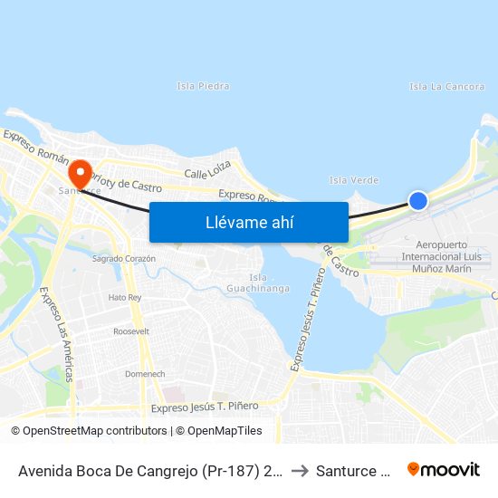 Avenida Boca De Cangrejo (Pr-187) 2da Entrada Balneario Carolina to Santurce Puerto Rico map