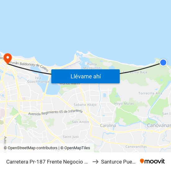 Carretera Pr-187 Frente Negocio Aqui Me Quedo to Santurce Puerto Rico map