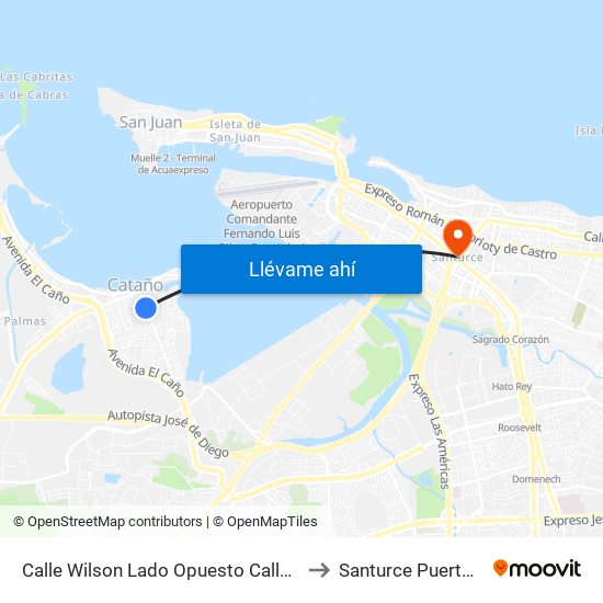 Calle Wilson Lado Opuesto Calle Atalaya to Santurce Puerto Rico map