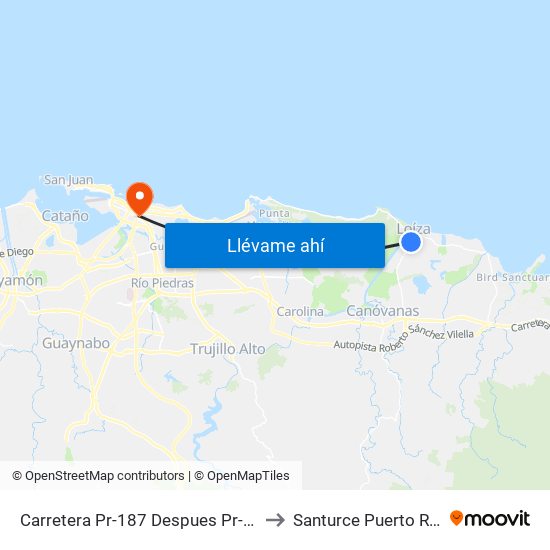 Carretera Pr-187 Despues Pr-951 to Santurce Puerto Rico map