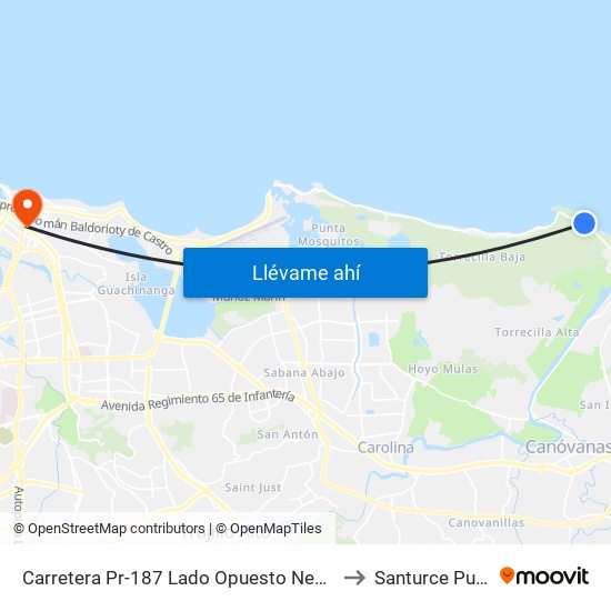 Carretera Pr-187 Lado Opuesto Negocio Aqui Me Quedo to Santurce Puerto Rico map