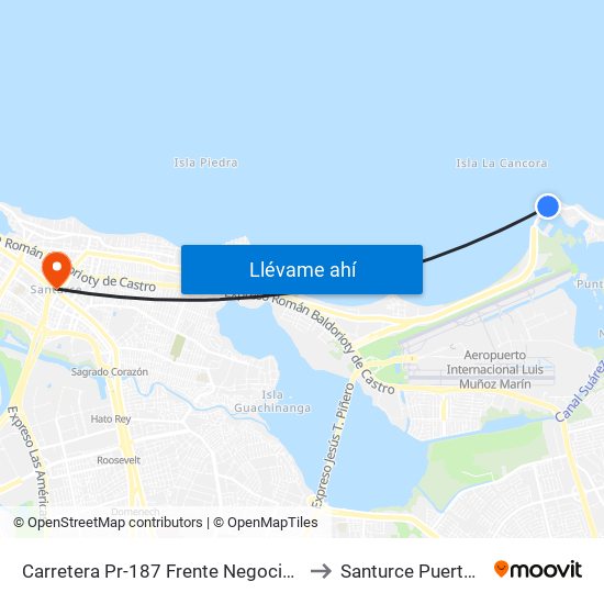 Carretera Pr-187 Frente Negocio El Farol to Santurce Puerto Rico map