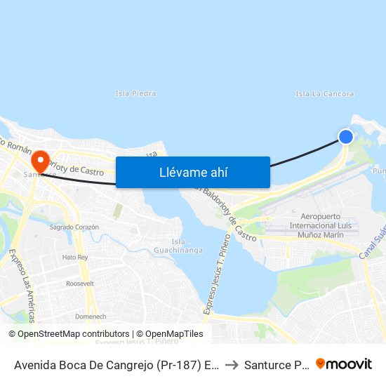 Avenida Boca De Cangrejo (Pr-187) Esquina Entrada Club Nautico to Santurce Puerto Rico map