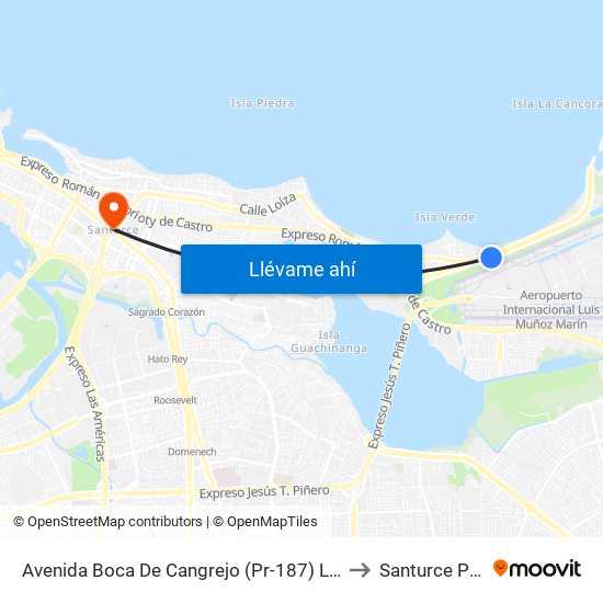 Avenida Boca De Cangrejo (Pr-187)  Lado Opuesto Hotel Marriot to Santurce Puerto Rico map