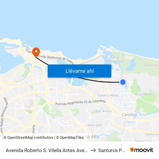 Avenida Roberto S. Vilella Antes Avenida Roberto Clemente to Santurce Puerto Rico map