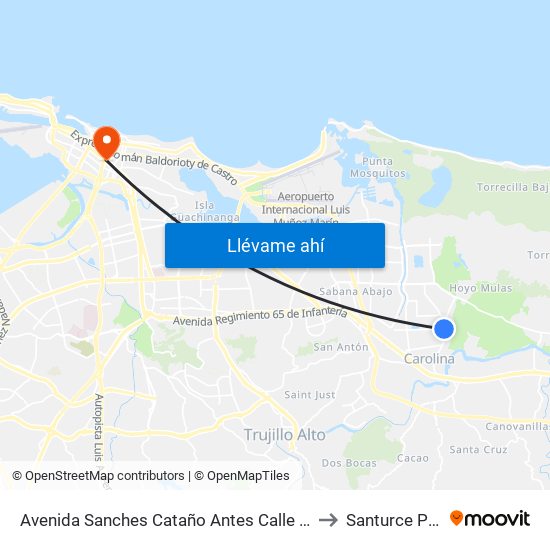 Avenida Sanches Cataño Antes Calle Fernandez Juncos (Pr-874) to Santurce Puerto Rico map