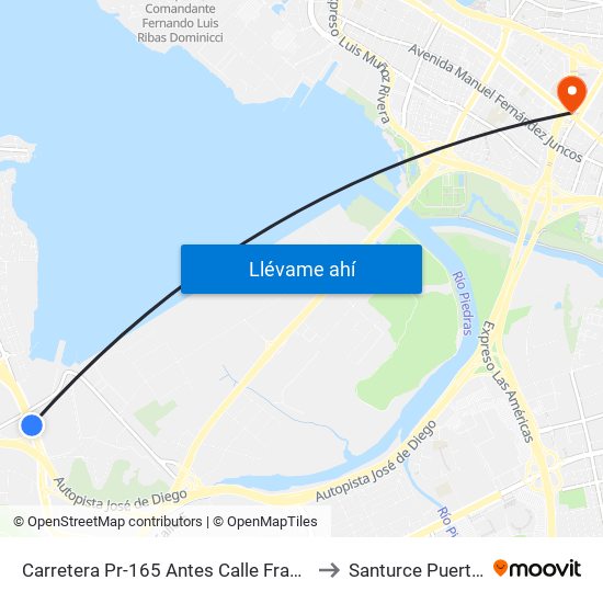 Carretera Pr-165 Antes Calle Francisco Goya to Santurce Puerto Rico map