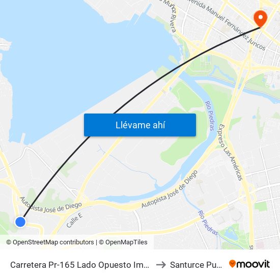 Carretera Pr-165 Lado Opuesto Imprenta El Nuevo Dia to Santurce Puerto Rico map