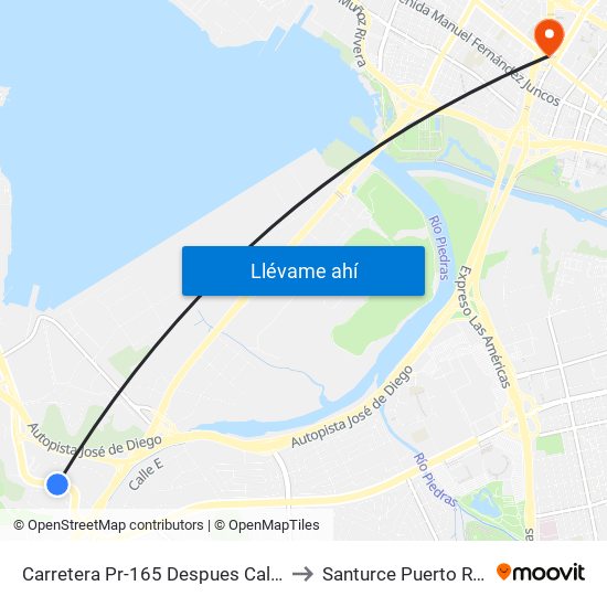 Carretera Pr-165 Despues Calle 2 to Santurce Puerto Rico map