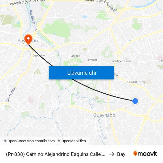 (Pr-838) Camino Alejandrino Esquina Calle Lcdo R. Rodriguez Apolo to Bayamón map