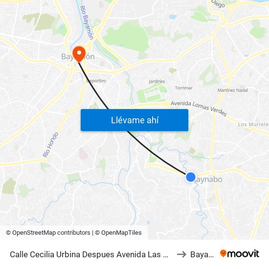 Calle Cecilia Urbina Despues Avenida Las Cumbres (Pr-199) to Bayamón map