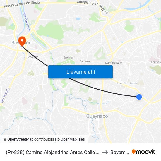 (Pr-838) Camino Alejandrino Antes Calle Nogal to Bayamón map