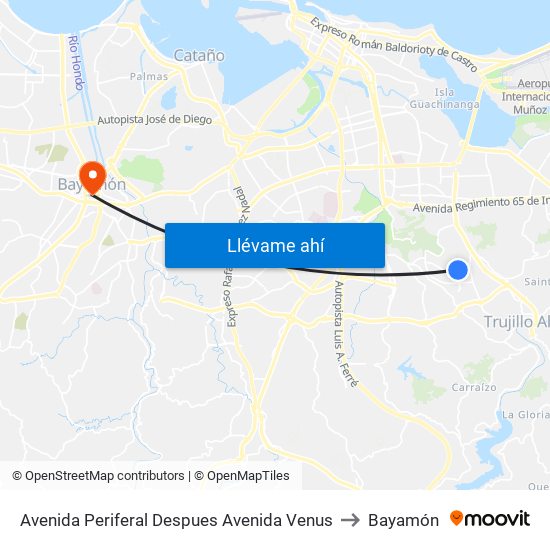 Avenida Periferal Despues Avenida Venus to Bayamón map