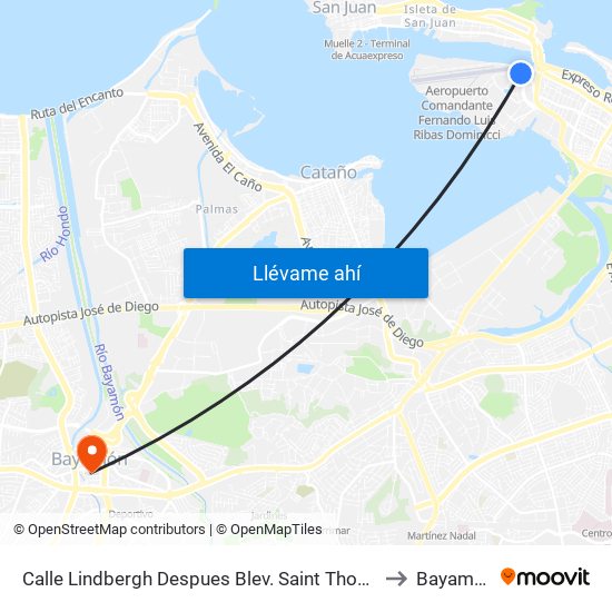 Calle Lindbergh Despues Blev. Saint Thomas to Bayamón map
