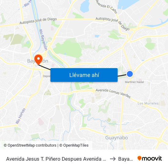 Avenida Jesus T. Piñero Despues Avenida Luis Vigoreaux to Bayamón map