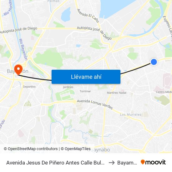 Avenida Jesus De Piñero Antes Calle Bulgaria to Bayamón map