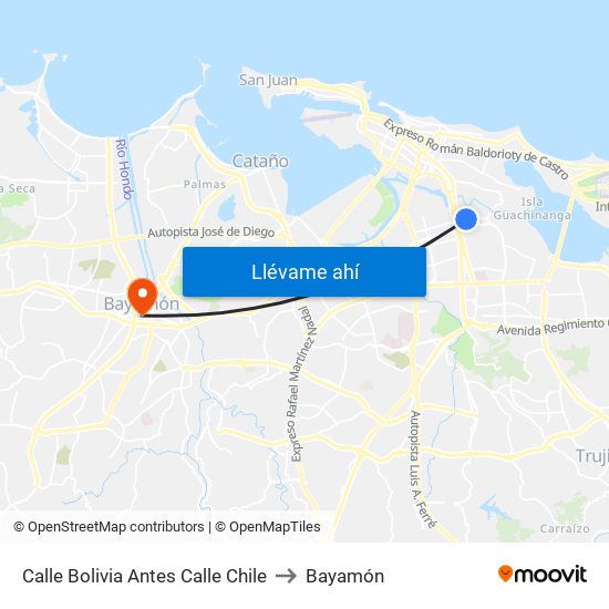 Calle Bolivia Antes Calle Chile to Bayamón map