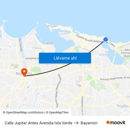 Calle Jupiter Antes Avenida Isla Verde to Bayamón map