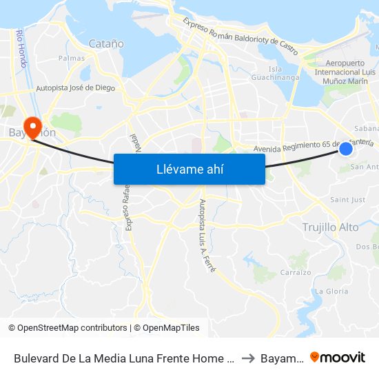 Bulevard De La Media Luna Frente Home Depot to Bayamón map