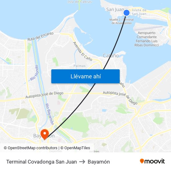 Terminal Covadonga San Juan to Bayamón map