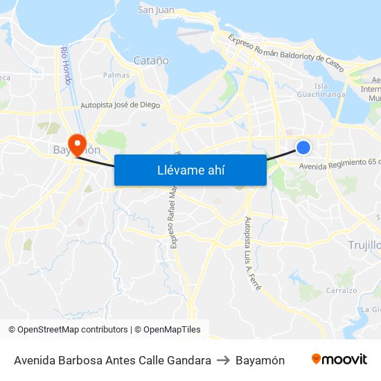 Avenida Barbosa Antes Calle Gandara to Bayamón map