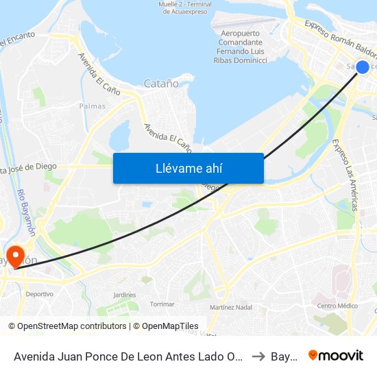 Avenida Juan Ponce De Leon Antes Lado Opuesto Avenida De Diego to Bayamón map