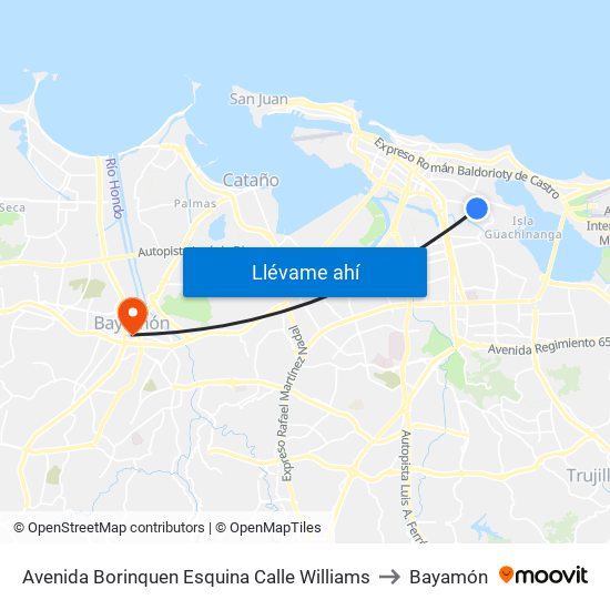 Avenida Borinquen Esquina Calle Williams to Bayamón map