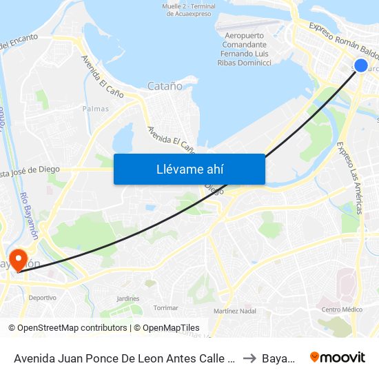 Avenida Juan Ponce De Leon Antes Calle Lloveras to Bayamón map