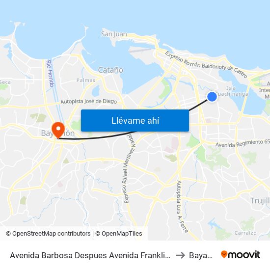 Avenida Barbosa Despues Avenida Franklin D. Roosvelt to Bayamón map