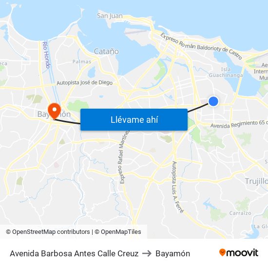 Avenida Barbosa Antes Calle Creuz to Bayamón map