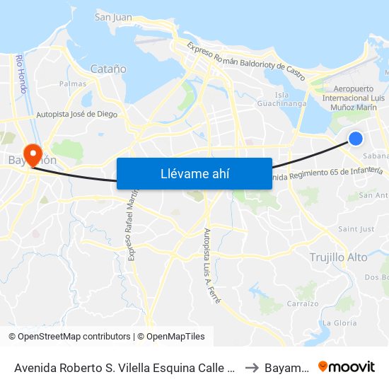 Avenida Roberto S. Vilella Esquina Calle 263 to Bayamón map
