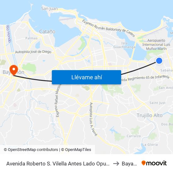Avenida Roberto S. Vilella Antes Lado Opuesto Calle 259 to Bayamón map