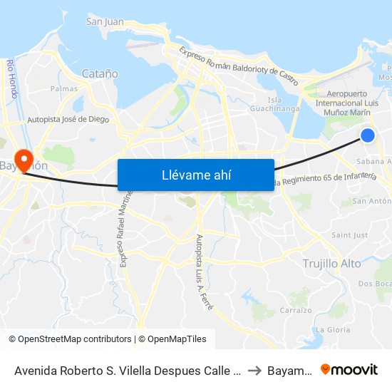 Avenida Roberto S. Vilella Despues Calle 246 to Bayamón map