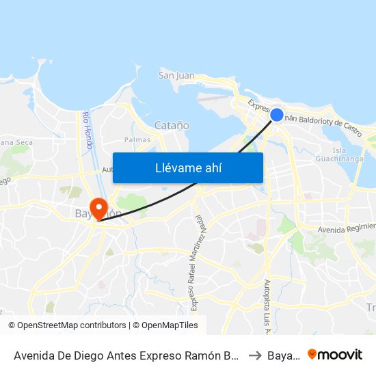 Avenida De Diego Antes Expreso Ramón Baldorioty De Castro to Bayamón map