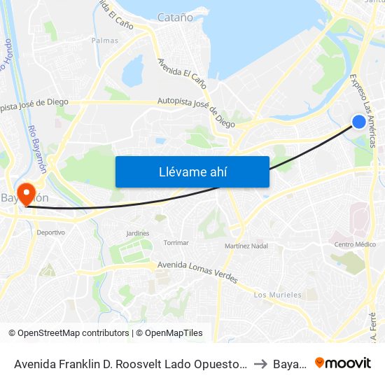 Avenida Franklin D. Roosvelt Lado Opuesto Calle Las America to Bayamón map