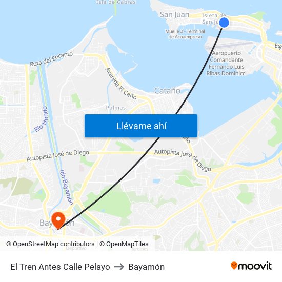 El Tren Antes Calle Pelayo to Bayamón map