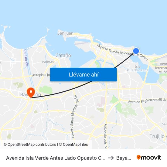 Avenida Isla Verde Antes Lado Opuesto Calle Jupiter to Bayamón map