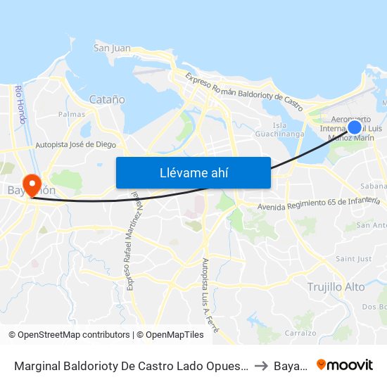 Marginal Baldorioty De Castro Lado Opuesto Calle Joaquina to Bayamón map