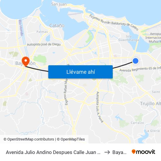 Avenida Julio Andino Despues Calle Juan Peña Reyes to Bayamón map
