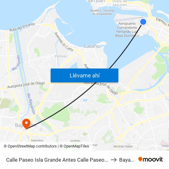 Calle Paseo Isla Grande Antes Calle Paseo De Las Fuentes to Bayamón map