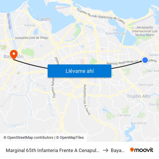 Marginal 65th Infanteria Frente A Cenapulo De La Fé to Bayamón map