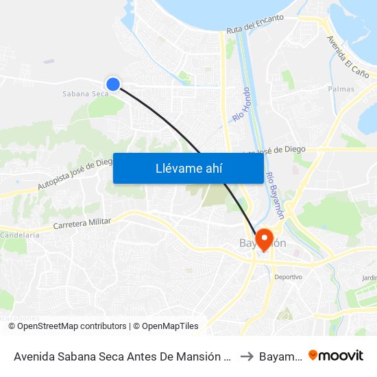 Avenida Sabana Seca Antes De Mansión Del Sol to Bayamón map
