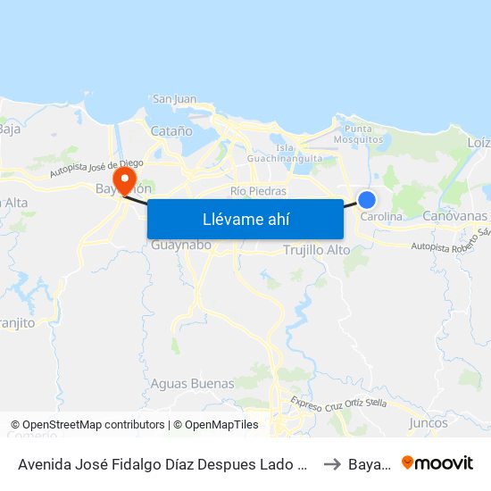 Avenida José Fidalgo Díaz Despues Lado Opuesto Vía Isabel to Bayamón map