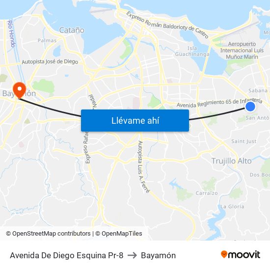 Avenida De Diego Esquina Pr-8 to Bayamón map